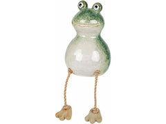 CHALET | Keramikfrosch Rana Baumelbeine | 7.4x7.4x11cm grün
