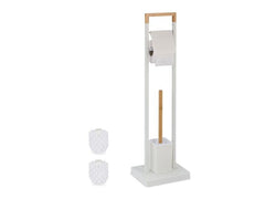relaxdays | WC Garnitur | Weiss/Braun