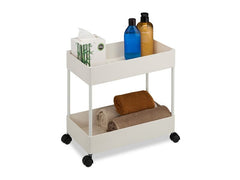 relaxdays | Rollwagen mit 2 Ebenen | Weiss/Creme