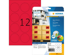 HERMA | Neonetiketten | A4, Ø 60 mm, rund, leuchtrot, permanent