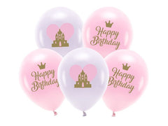 Partydeco | Ballons Eco Happy Birthday | Rosa, 33 cm, 5 Stk
