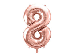 Partydeco | Folienballon Zahl 8 gross | 86 cm, rosegold, 1 Stk