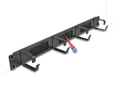 Delock | Kabel Bürstenleiste 66489, Schwarz | mit 4 Bügeln, zu 19 Serverschrank, 1HE