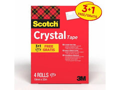 Scotch | 3M Scotch Crystal Klebeband | 19mmx33m Vorteilspack, 4 Rollen