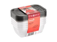keeeper | Frischhaltedose eckig 5 x 0,5 l | fredo fresh, crystal grey (transparent)