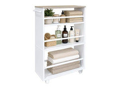 relaxdays | Nischenwagen 4 Ablagen | Weiss/Braun