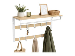 relaxdays | Wandgarderobe 3 in 1 | Weiss/Eiche, 80 cm