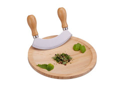 relaxdays | Wiegemesser mit Brett | Brettchen H x D: ca. 2 x 20 cm