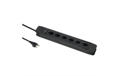 Schönenberger | Steckdosenleiste PRINCIPIO | 6xT13, 2m Kabel, horizontal, schwarz