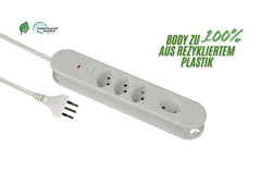 Schönenberger | Steckdosenleiste ReLife | 4xT13, 1.8m Kabel, weiss