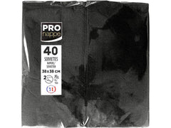 PRO nappe | Servietten 38x38 cm, 40 Stück | Schwarz, 2-lagig, Papier