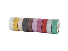 Creativ Company | Klebebänder | Glitzer, Set, sortierte Farben, 15 mm, 10x6