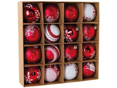 Dekomat AG | Dekomat Weihnachtskugeln rot/weiss | 16 Stk. / D: 8cm