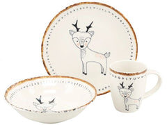 creaTable | Freunde des Waldes Reh | Kinder Set 3-tlg. Steinzeug
