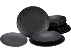 creaTable | Vesuvio Black Tellerset | 12-tlg. Steinzeug