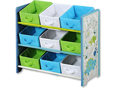 Kesper | Kinderregal mit 9 Stoffboxen Dino | B 65 x H 60 x T 30 cm, Mehrfarbig