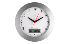 Funk Wanduhr, silber-weiss, Datum