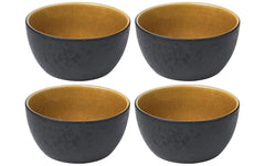 Bitz | Schale 14cm schwarz/gelb | 4 Stk., 14cm Durchmesser, Stoneware