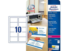 Avery Zweckform | Visitenkarten Click & Clean | 220g, 25 Bogen/250 Karten, Inkjet