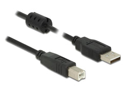 Delock | USB 2.0-Kabel USB A - USB B 1 m | schwarz, doppelt geschirmt