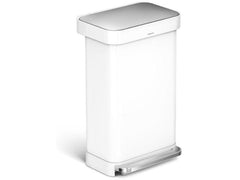 Simplehuman | Rechteckiger Treteimer 45L | weisser Edelstahl