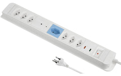 Schönenberger | Steckdosenleiste Plus 7xT13 1xMaster | 3xSlave, 3xDauer, 1.5m Kabel, mit ÜS