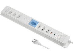 Schönenberger | Steckdosenleiste Plus 7xT13 1xMaster | 3xSlave, 3xDauer, 1.5m Kabel, mit ÜS