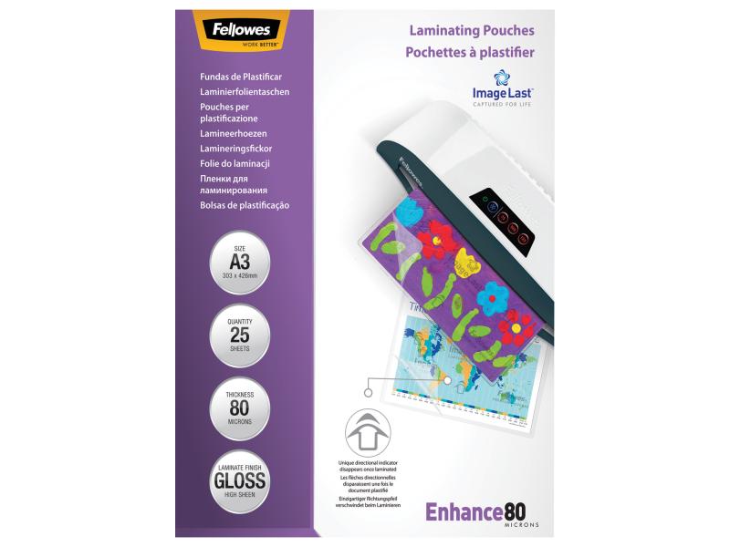 Fellowes | Laminierfolien A3, 80 Mikron | 25 Stück, 303x426mm