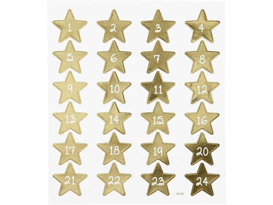 Creativ Company | Adventskalenderzahlen | Blatt 15 x 16.5 cm, 24 Sterne