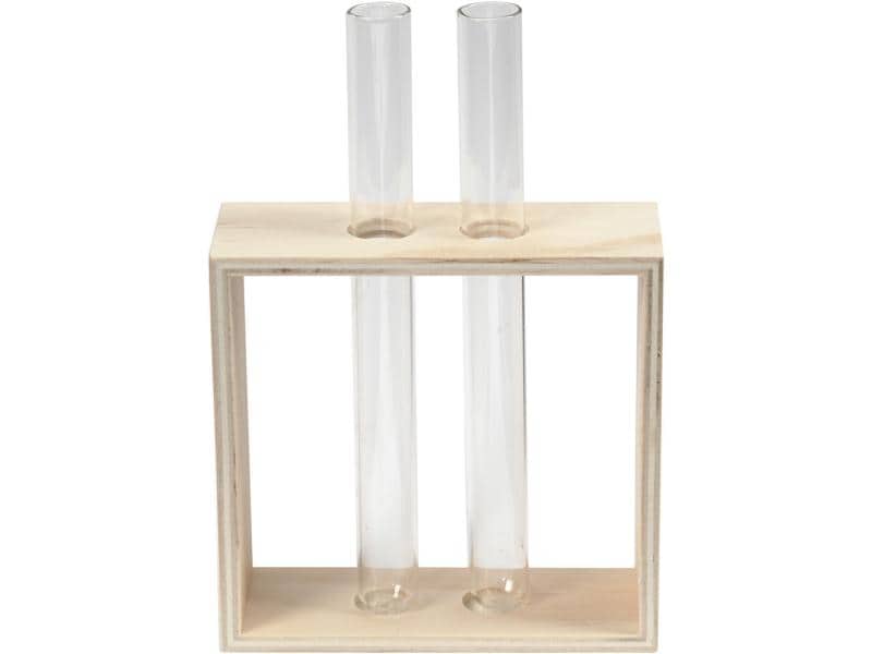 Creativ Company | Holzrahmen mit Reagenzglas | 10.5 x 10/15 x 4 cm