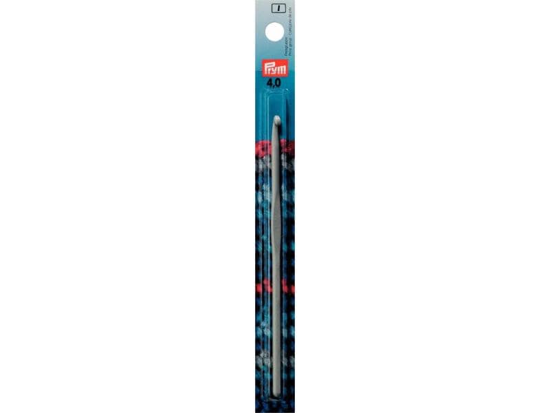 Prym | Woll-Häkelnadeln, ohne Griff Alu | grau, 4 mm x 14 cm, Karte