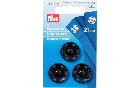 Prym, Druckknöpfe Ø 21 mm, Schwarz, 3 Stück