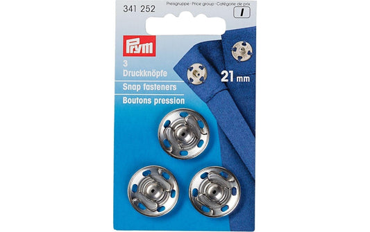Prym, Druckknöpfe Ø 21 mm, Silber, 3 Stück