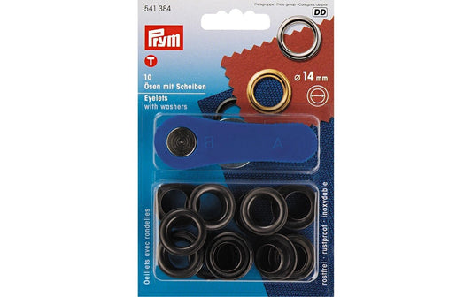 Prym, Ösen + Scheiben 14 mm, Schwarz, 10 St