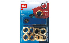Prym | Ösen + Scheiben 14 mm | Gold, 10 Stück