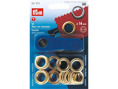Prym | Ösen + Scheiben 14 mm | Gold, 10 Stück