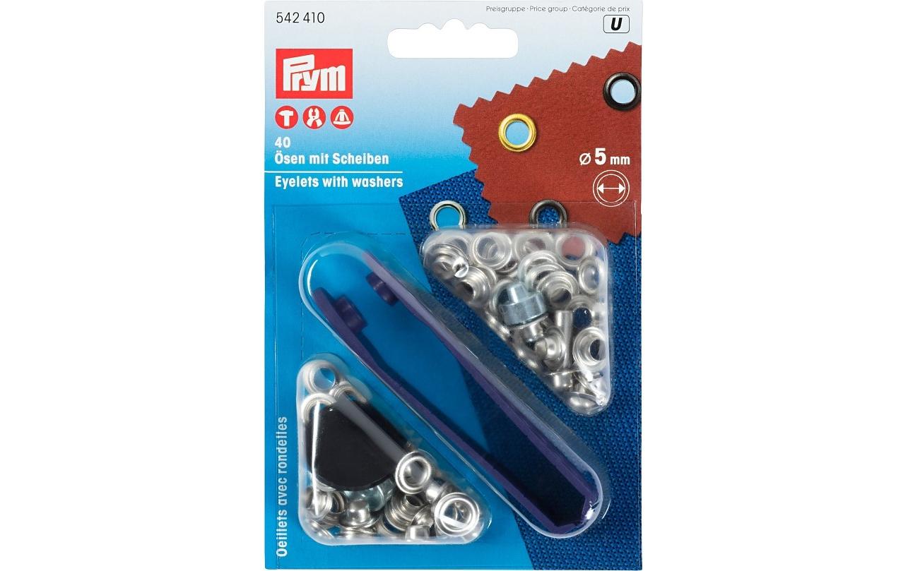 Prym, Ösen + Scheiben 5 mm, Silber, 40 Stüc