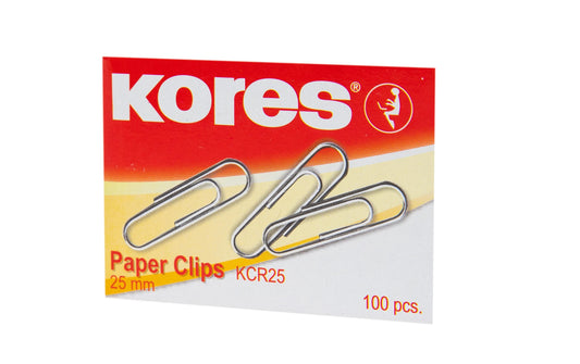 Kores | Büroklammern 25 mm | 100 Stück, Eigenschaft: Verzinkt