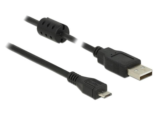 Delock | USB2 Kabel A-MicroB, 5m, schwarz | für USB2.0 Geräte, 480 Mbps