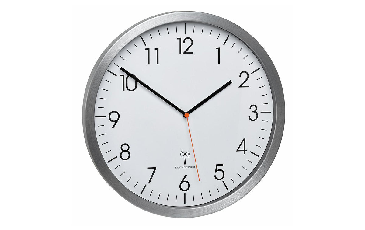 Funk-Wanduhr Alu weiss