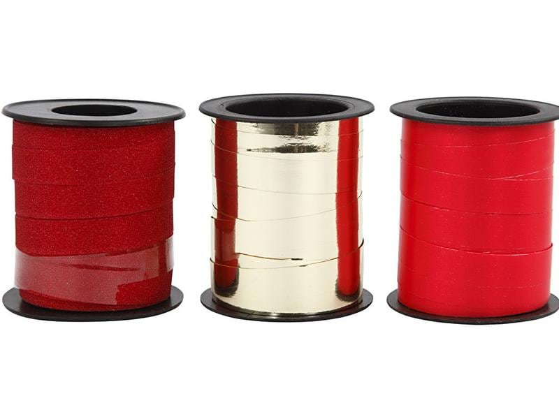Creativ Company | Geschenkband weihnachtlich | Kräuselband, B 10 mm, L 3 x 15 m