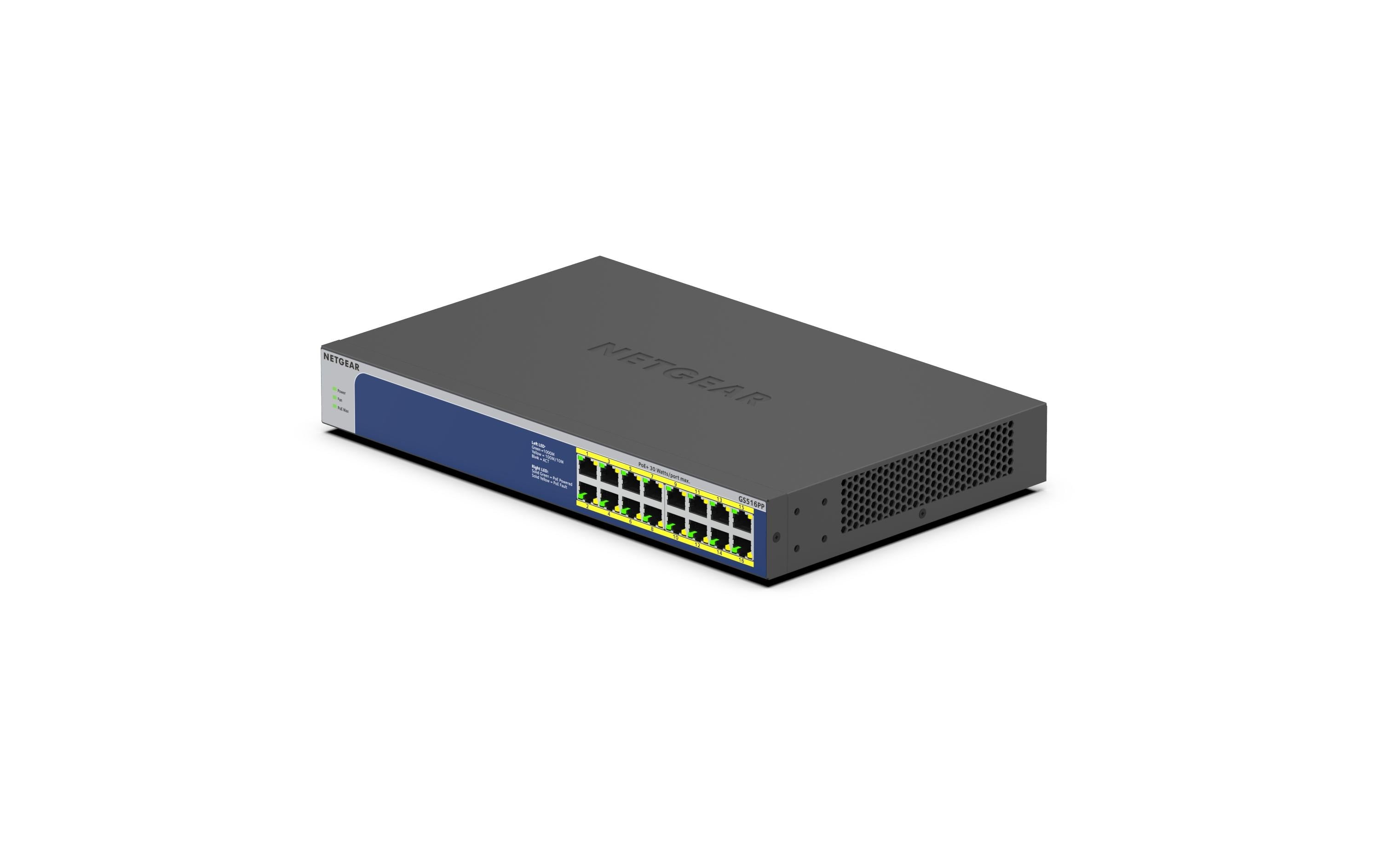 Netgear GS516PP: 16 Port PoE+ Switch