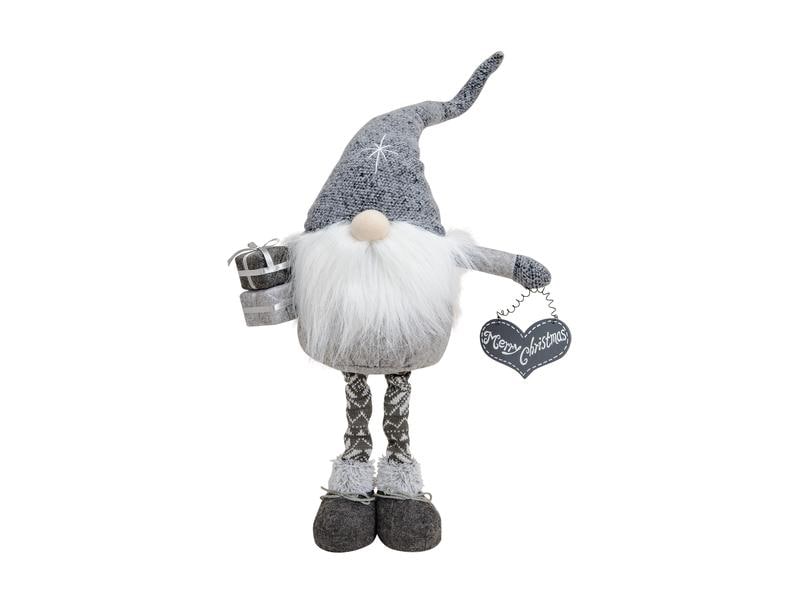 G. Wurm | Wichtel aus Filz und Strick | H: 70 cm, Grau