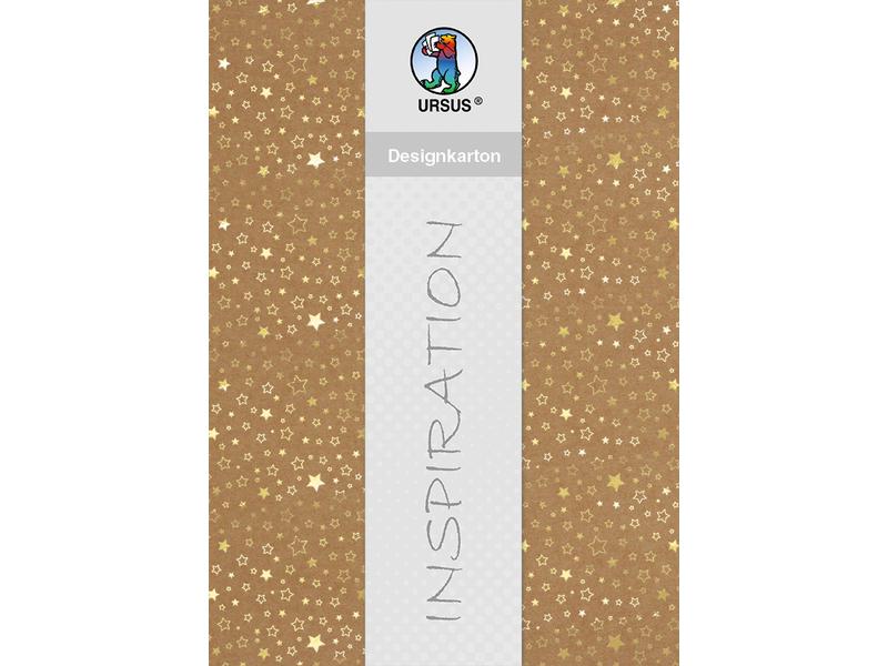 URSUS | Designkarton Weihnachten Sterne gold | 25 Blatt à 250g/m2, Format A4