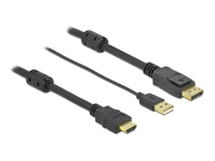 Delock | Kabel HDMI – Displayport, HDMI/USB | Schwarz, 4K/30Hz, USB-A Stromversorgung