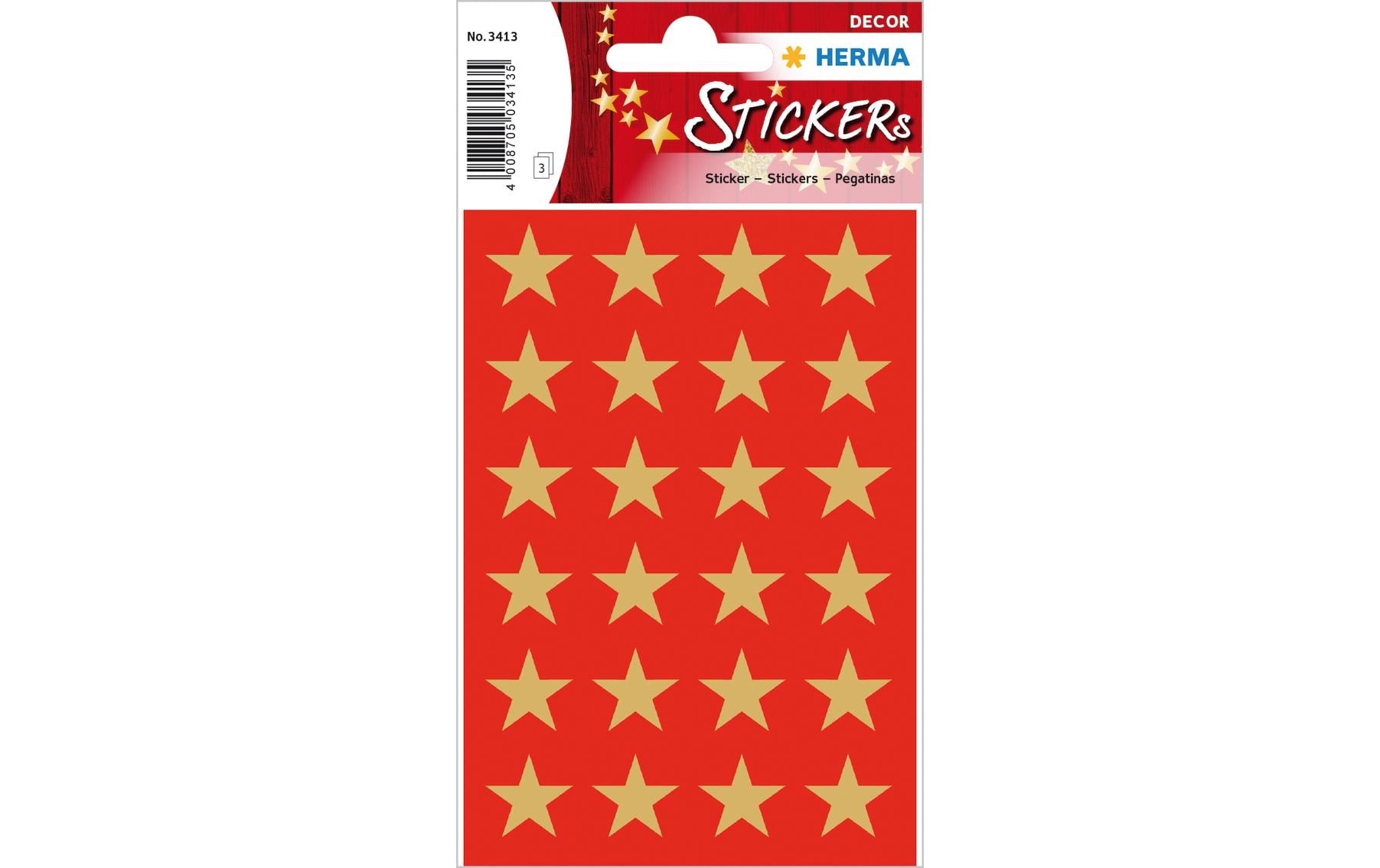 Herma Weihnachtssticker Sterne gold 15 mm