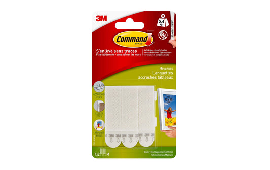 Command | 3M Command Bilder-Montagestreifen M | weiss, 4 Set Streifen, Traglast: 5.4kg