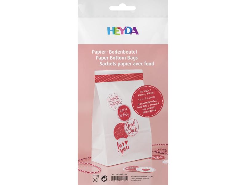 Heyda | Adventskalender Beutel Uni weiss | 25 Stück, Grösse 12 x 6 x 21 cm