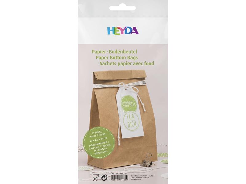 Heyda | Adventskalender Beutel Uni braun | 25 Stück, Grösse 12 x 6 x 21 cm