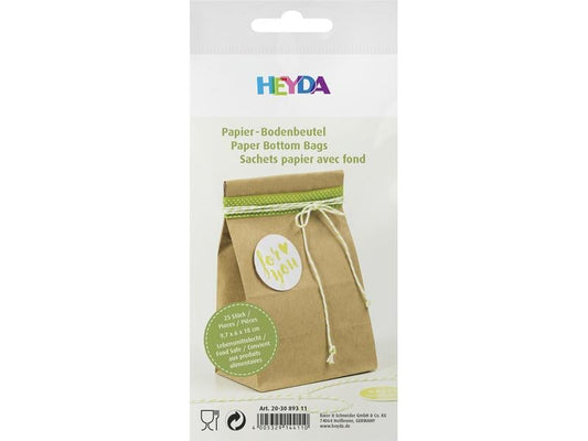 Heyda | Adventskalender Beutel Uni braun | 25 Stück, Grösse 10 x 5.5 x 17.5 cm